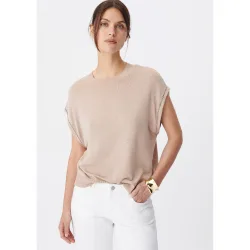 Jersey de mujer sin mangas con lurex y detalles de cadenetas