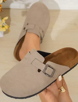 Nuevas sandalias de corcho cerradas tipo mula para niña 2025, pantuflas de corcho suaves tipo slip-on - Shein - FashionsVida