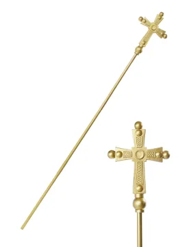 Papst Stab kirchliches Zepter für Erwachsene gold 168cm - KARNEVAL-MEGASTORE - FashionsVida