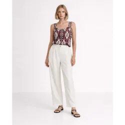 Top cropped de mujer tejido lino