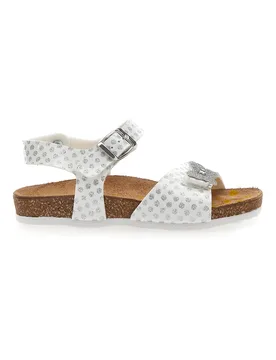 Sandali Bianchi con Pois e Farfalla Argento Glitter Bio 257112 32 - Pittarello - FashionsVida