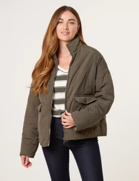 Quilted Jacket - 18/20 / KHAKI - female - Blue Vanilla - FashionsVida