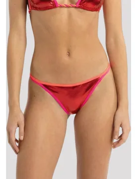 Braga de bikini mujer cherry metalizado rojo tanga - Quelton - FashionsVida