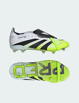 Scarpe da calcio Predator Elite con linguetta ripiegabile per terreni compatti â€“ Bambini 30 1/2 Cloud White / Core Black / Lucid Lemon - Adidas - FashionsVida