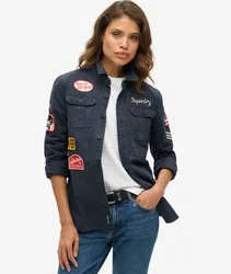 Superdry Damen Langärmeliges Pfadfinderhemd Marineblau - Größe: 40