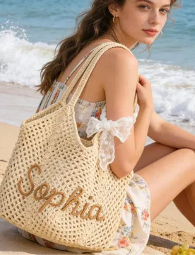 Bolsa de playa de ganchillo personalizada con nombre, regalo para dama de honor, bolso de verano, bolsa para fiesta de despedida de soltera, bolsa de - Shein - FashionsVida