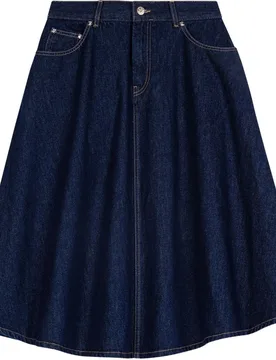 Falda midi acampanada de denim - Maje - FashionsVida