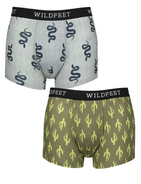 Mens 2 Pair SOCKSHOP Patterned Trunks Snake / Cactus M - Multi Coloured - Size: Medium - Wildfeet - FashionsVida