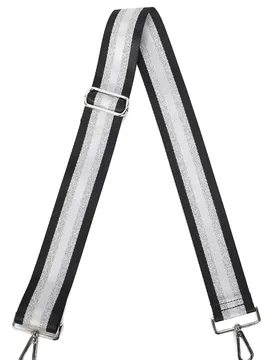 Three-Tone Silver Sparkle Canvas Adjustable Strap - Black - Size: One Size - Fontanella Fashion - FashionsVida
