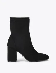 Suede Block Heel Round Toe Ankle Boots Black female