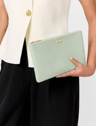 Faux Leather August Birthstone Pouch Purse Light Green female