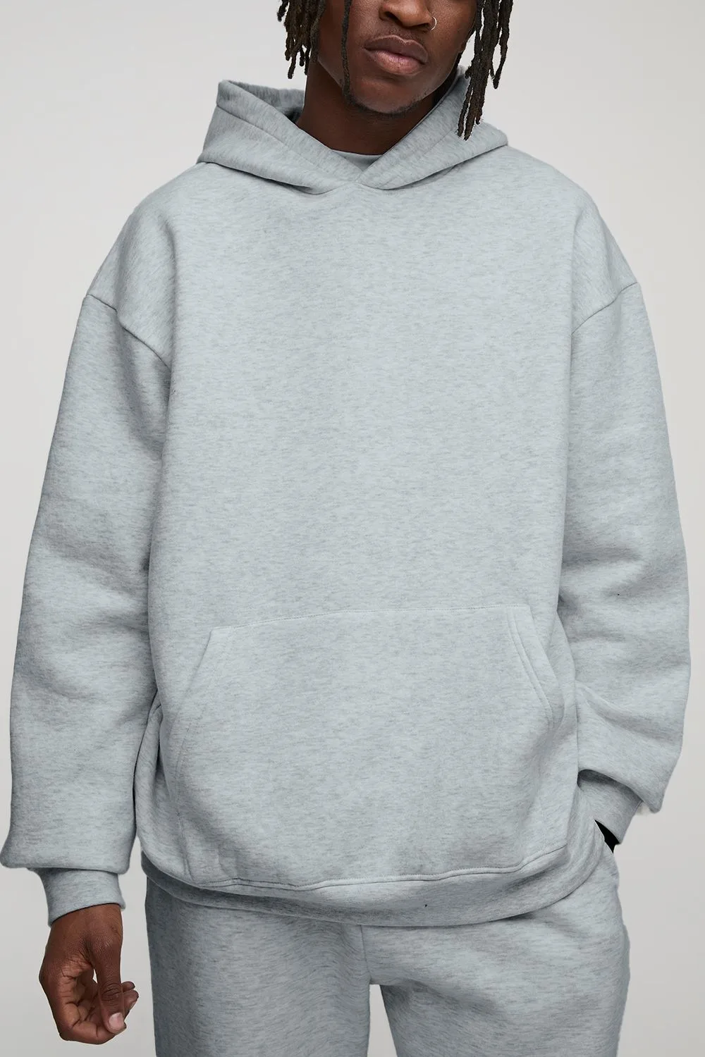 Mens Tall Basic Oversized Over The Head Hoodie - Grey Cotton - Size Small - boohooMAN - FashionsVida