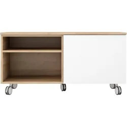 Mueble de TV con ruedas, 1 puerta abatible y 1 hueco Home