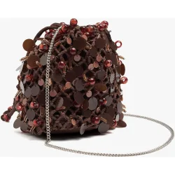 Bolso de fiesta con cuentas decorativas y cierre de cuerda en liso