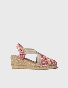 Alpargata de cuña en rafia floral | TERRA-RF