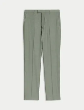 Slim Fit Stretch Ultimate Suit Trousers Light Green male - M&S - FashionsVida