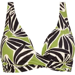 Top de bikini halter atado al cuello y estampado hojas