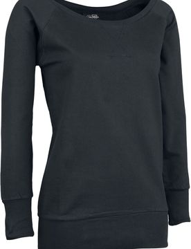 Sweatshirt - Ladies Wideneck Crewneck - XS bis 5XL - für Damen - Größe 3XL - schwarz - Frauen - female
