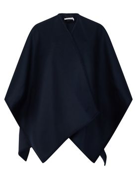 Elegant Virgin Wool Poncho with Frayed Edges