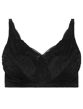 Women's Lace Non-Padded Non-Wired Full Cup Bra in Black Size: 40E - Black - Size: 40E - Yours - FashionsVida