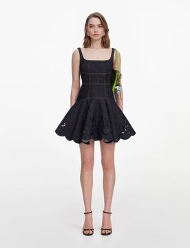 Stretch Fabric Mini Dress with Exposed Zip Closure - Size UK 6