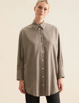 Longbluse Uni Melange Grau 46 - Seidensticker - FashionsVida