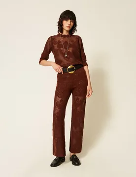 Pantalon en maille d'alpaga mélangé jacquard - TWINSET - FashionsVida