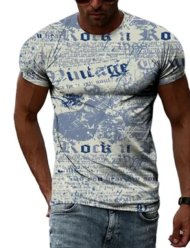 Summer Fashion Retro Literature and Art Men T-shirts 3D Casual Personality Trend Unisex Printed Short Sleeve Round Neck Tees Top - Aliexpress - FashionsVida