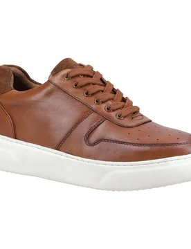 Wyatt Mens Trainers - Tan Leather - Size Uk 7 - Hush puppies - FashionsVida