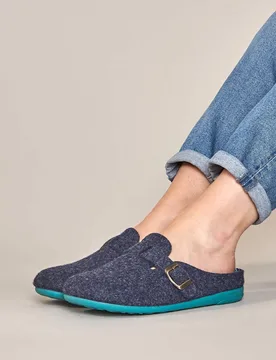 Women's 'Reese' Felt Mule Slippers in Indigo Size: 9 - Indigo - Size: 9 - Moshulu - FashionsVida