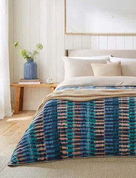 Striped 10.5 Tog Coverless Duvet & Pillowcases Blue Mix - Night Lark - FashionsVida