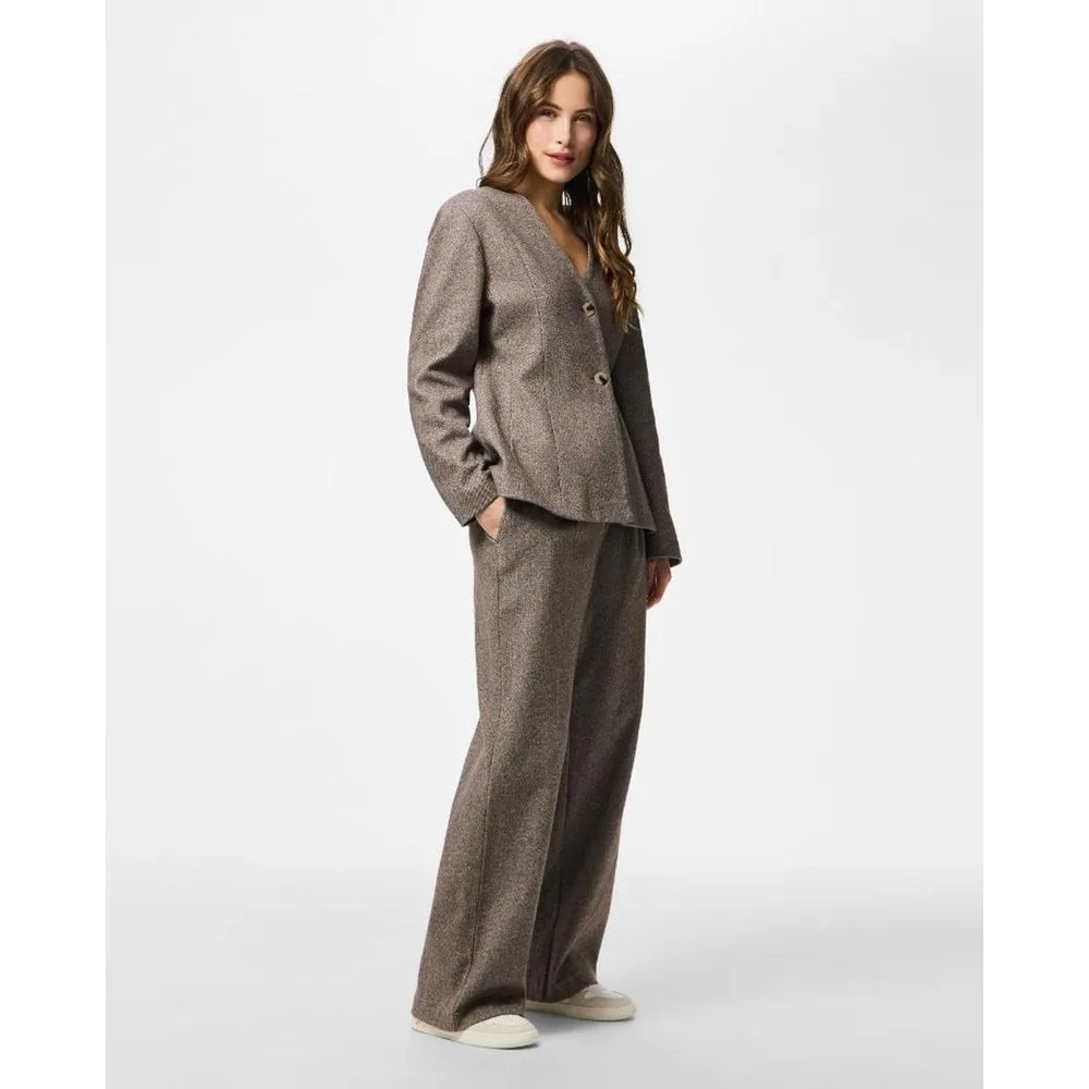 Pantalón tipo tweed de mujer - Pieces - FashionsVida