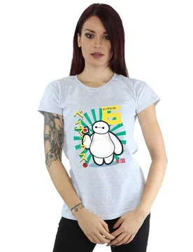 Women's Big Hero 6 Baymax Lollypop Cotton T-Shirt in Grey Size: Large - Grey - Size: L - Disney - FashionsVida