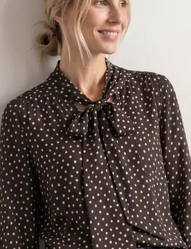 Langarm Bluse mit Schleifendetail female Braun