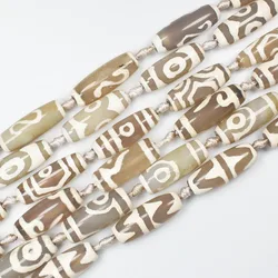 Pcs ,Multi-Patterns 10x30mm White Antique Tibet Dzi agates Beads,For DIY Necklace Bracelat Jewelry Making !
