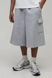 Herren Cargo-Taschen Jersey Bermuda Shorts Grey Marl Größe XS