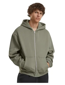 Felpa Con Zip Fluffy Pale Olive S - Build Your Brand - FashionsVida