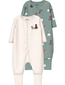 Pigiama A Maniche Lunghe Dog 2 Unità Green Milieu / Jet Stream 9 Mesi