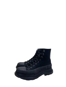Black Canvas Tread Sneakers - Alexander McQueen - FashionsVida