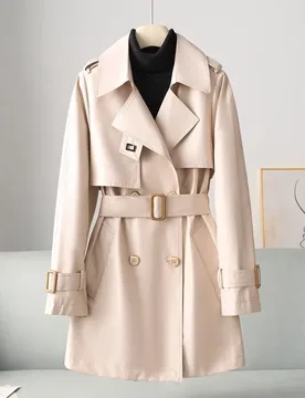 New Solid Color Trench Coat for Women Spring Thin British Style Slim Fit Mid Length Coat - Aliexpress - FashionsVida
