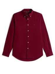 Camisa de corte regular rojo oscuro S