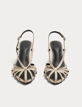Leather Strappy Stiletto Heel Sandals Soft White female - Autograph - FashionsVida