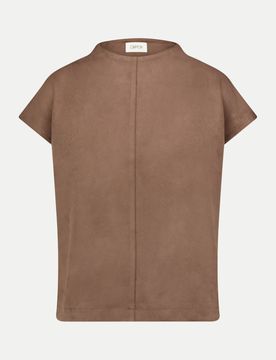 T-Shirt in Velourslederoptik Braun 42