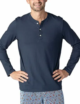 Pyjama Langarmshirt yacht blue blau XXL herren - Mey - FashionsVida