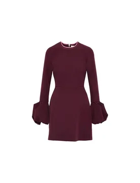 Burgundy Bell-Cuff Mini Dress - Roksanda - FashionsVida