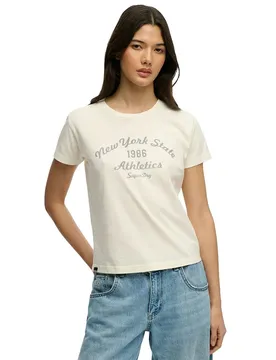T-shirt à Manches Courtes Athletic Essential Fitted Graphic Desert Bone Off White S