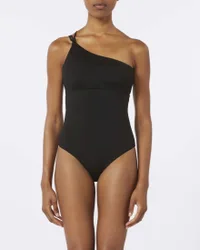 Costume interno Beachwear nero monospalla e dettagli a catena