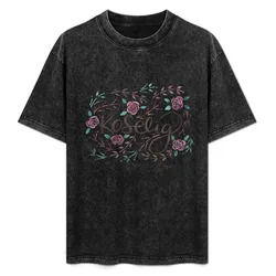 Koselig - Rosy Floral T-Shirt Worker Basic Short Sleeve Tee