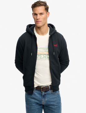 Superdry Herren Essential Logo Zip-hoodie mit Angerauter Innenseite Navy - Größe: XL