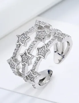Multilayer Zircon Stars Rings For Women Stainless Steel Silver Color Adjustable Star Ring Wedding Christmas Jewelry Gift anillos - Aliexpress - FashionsVida